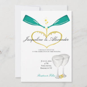 Champagne Bottles Wedding Theme Invitations Kaart