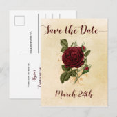  Champagne Bourgondië Red Rose Save the Date Aankondigingskaart (Voorkant / Achterkant)