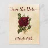  Champagne Bourgondië Red Rose Save the Date Aankondigingskaart (Voorkant)