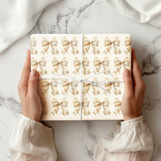 Champagne Bow met Gouden Glitter Glamour Cadeaupapier
