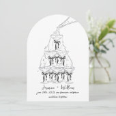 Champagne Bow Tower Bewaar de trouwdatum Kaart (Staand voorkant)