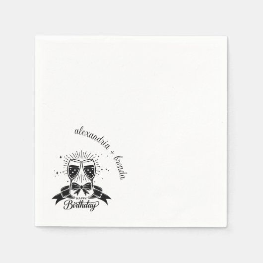 Champagne Bow Verjaardag Servet (Voorkant)