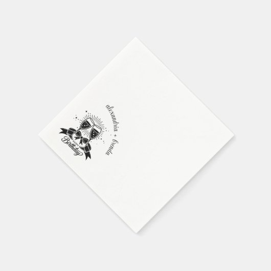 Champagne Bow Verjaardag Servet (Hoek)