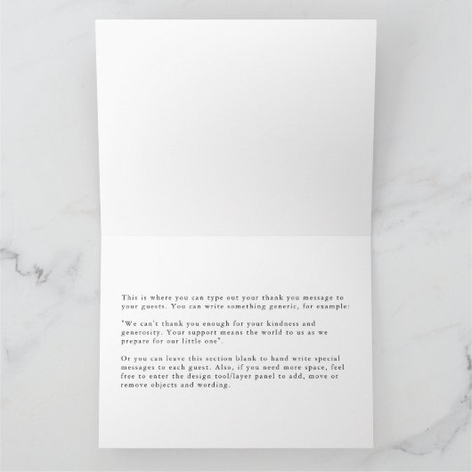 Champagne Bow Winter Neutral Elegant Folding Bedankkaart (Binnen)