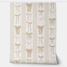 Champagne Bows with Vertical Lace Stripes  Behang