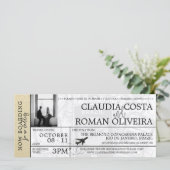 Champagne Brazilië Bruiloft Boarding Pass uitnodig (Staand voorkant)