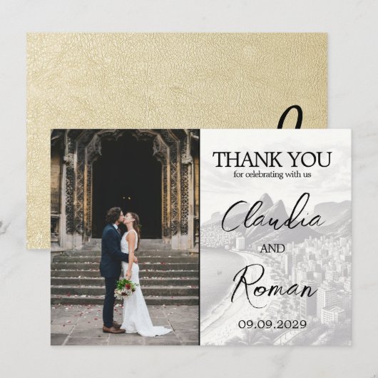 Champagne Brazilië Paspoort Bedankkaart (Voorkant / Achterkant)