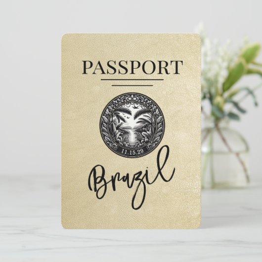 Champagne Brazilië Paspoort Bewaar de datum Save The Date (Staand voorkant)