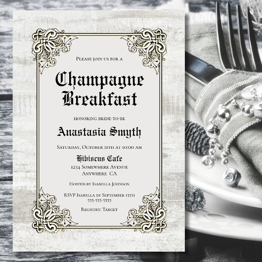 Champagne Breakfast Rustic Bleaching Wood Kaart