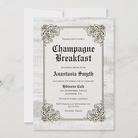Champagne Breakfast Rustic Bleaching Wood Kaart (Voorkant)