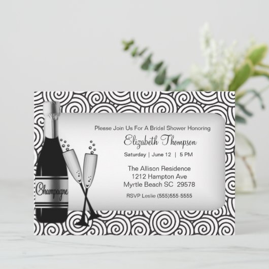 Champagne Bridal Shower Kaart (Staand voorkant)