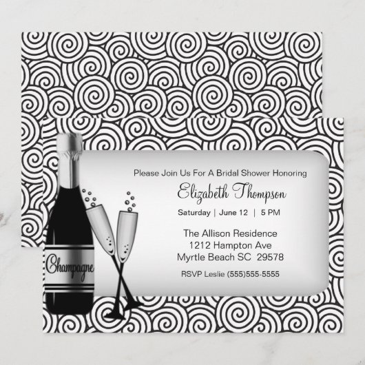 Champagne Bridal Shower Kaart (Voorkant / Achterkant)