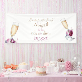 Champagne Bride Ride of Die Posse Bachelorette Spandoek