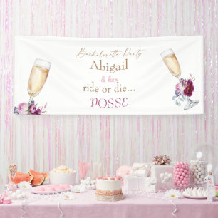 Champagne Bride Ride of Die Posse Bachelorette Spandoek