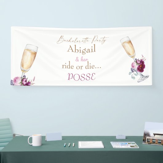 Champagne Bride Ride of Die Posse Bachelorette Spandoek (Beurs)