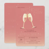 Champagne-bril Birthday-uitnodiging Kaart (Voorkant / Achterkant)