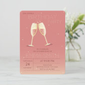 Champagne-bril Birthday-uitnodiging Kaart (Staand voorkant)