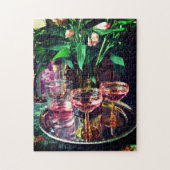  Champagne-bril en Floral Puzzle Legpuzzel (Verticaal)