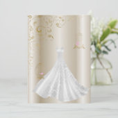 Champagne Bronze Dress Birdcage Modern bruiloft Kaart (Staand voorkant)