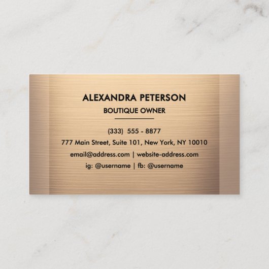 Champagne Bronze Two-Tone Visitekaartje (Achterkant)