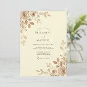 Champagne Bronzen Bloem Bruiloft Kaart (Staand voorkant)