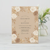 Champagne Bronzen Rozen Bruiloft Kaart (Staand voorkant)
