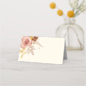 champagne brown rozen lichtroze bruiloft plaatskaartje (Voorkant)