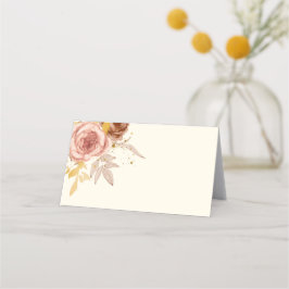 champagne brown rozen lichtroze bruiloft plaatskaartje