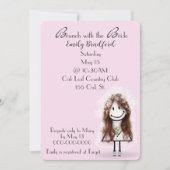 Champagne bruids brunch stick figuur meisje kaart (Voorkant)