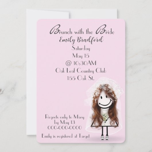 Champagne bruids brunch stick figuur meisje kaart (Voorkant)