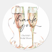 Champagne Bruidsfeest Dank Je Wel Ronde Sticker (Voorkant)