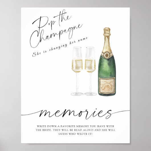 Champagne bruidsfeest - herinneringen met de bruid poster (Voorkant)
