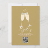 Champagne Bruidsfeest QR Code Goud Kaart (Achterkant)