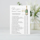 Champagne bruidsfeest Schoen spel Kaart (Staand voorkant)