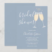 Champagne Bruidsfeest Stofblauw Kaart (Voorkant / Achterkant)