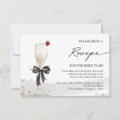 Champagne Bruidsfeest Uitnodiging Recept Verzoek B (Voorkant)