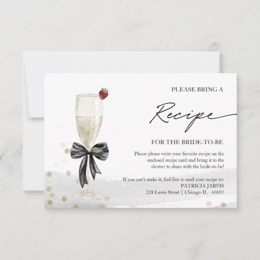 Champagne Bruidsfeest Uitnodiging Recept Verzoek B (Voorkant)