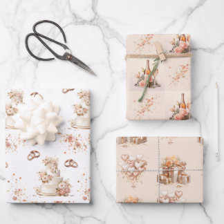 Champagne bruiloft inpakpapier vel