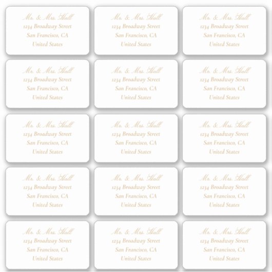 Champagne bruiloft RSVP retour adres labels (Voorkant)