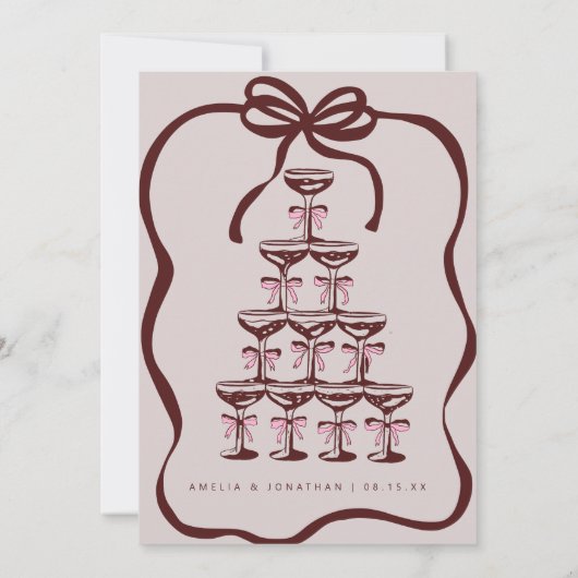 Champagne bruiloft uitnodiging (Achterkant)