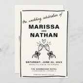 Champagne bruiloft uitnodiging (Voorkant / Achterkant)