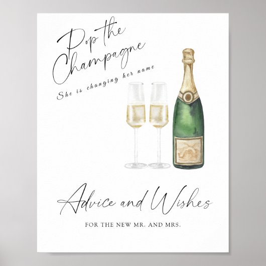Champagne bruiloftsfeest - advies en wensen poster (Voorkant)