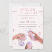 Champagne Bruiloftsfeest Bloemblaadjes en Prosecco Kaart (Voorkant)
