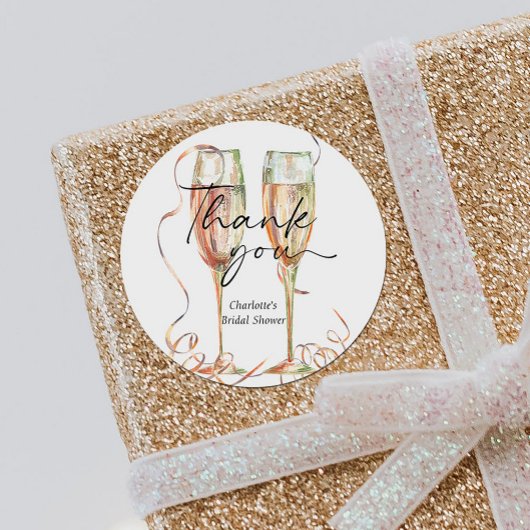 Champagne Bruiloftsfeest Dankjewel Ronde Sticker