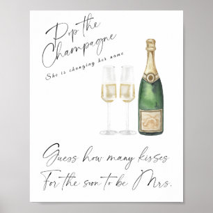 Champagne Bruiloftsfeest - hoeveel kussen spel Poster