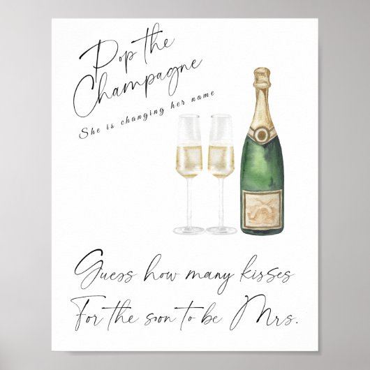 Champagne Bruiloftsfeest - hoeveel kussen spel Poster (Voorkant)
