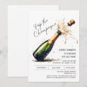 Champagne Bruiloftsfeest Kaart (Voorkant / Achterkant)