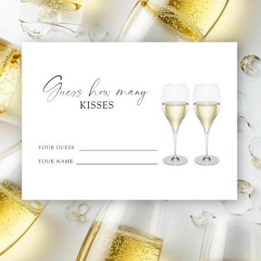 Champagne bruiloftsfeest - raad hoeveel kussen informatiekaartje