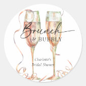 Champagne Bruiloftsfeest Ronde Sticker (Voorkant)