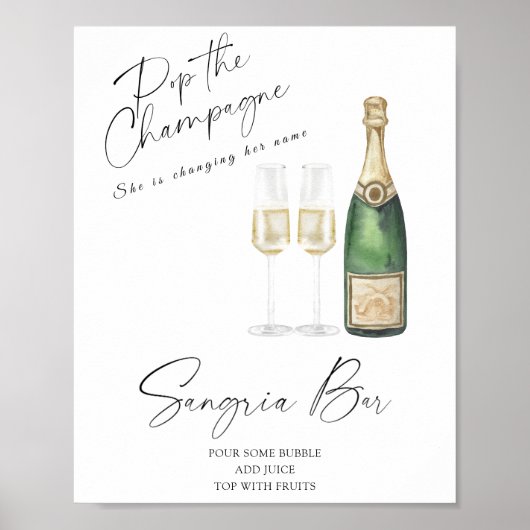 champagne bruiloftsfeest - sangria bar poster (Voorkant)
